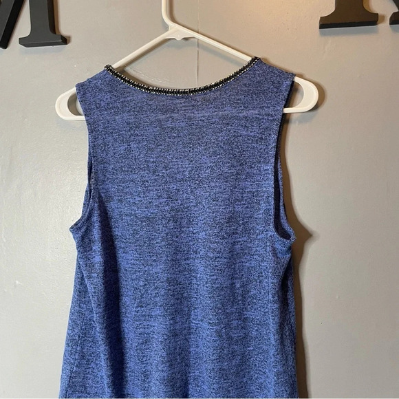 Juicy Couture Rhinestone Embellished Scoop Neck Blue Heathered Tank Size Medium - Picture 6 of 7